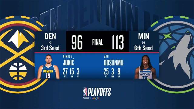 04月24日NBA季后赛西部首轮G3 掘金 - 森林狼 全场录像